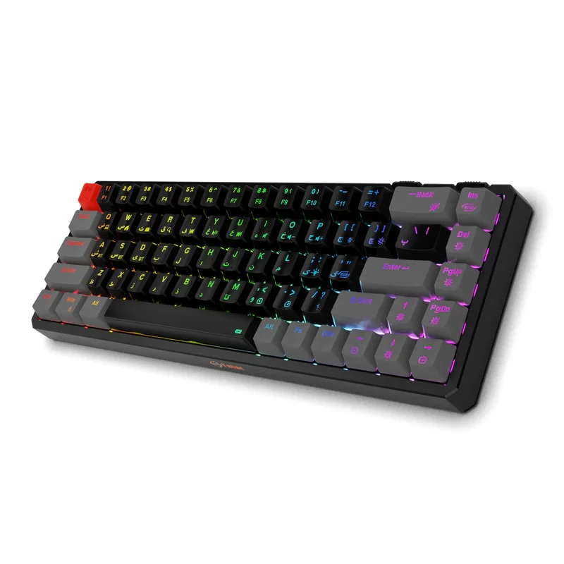 کیبورد گیمینگ فاطر مدل KCR-8000B، مکانیکال سوییچ قرمز، Tenkeyless، نورپردازی RGB
