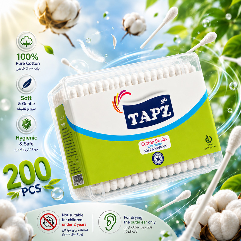 گوش پاک‌کن تاپز مدل Cup12 12 دوازده بسته 200 عددی