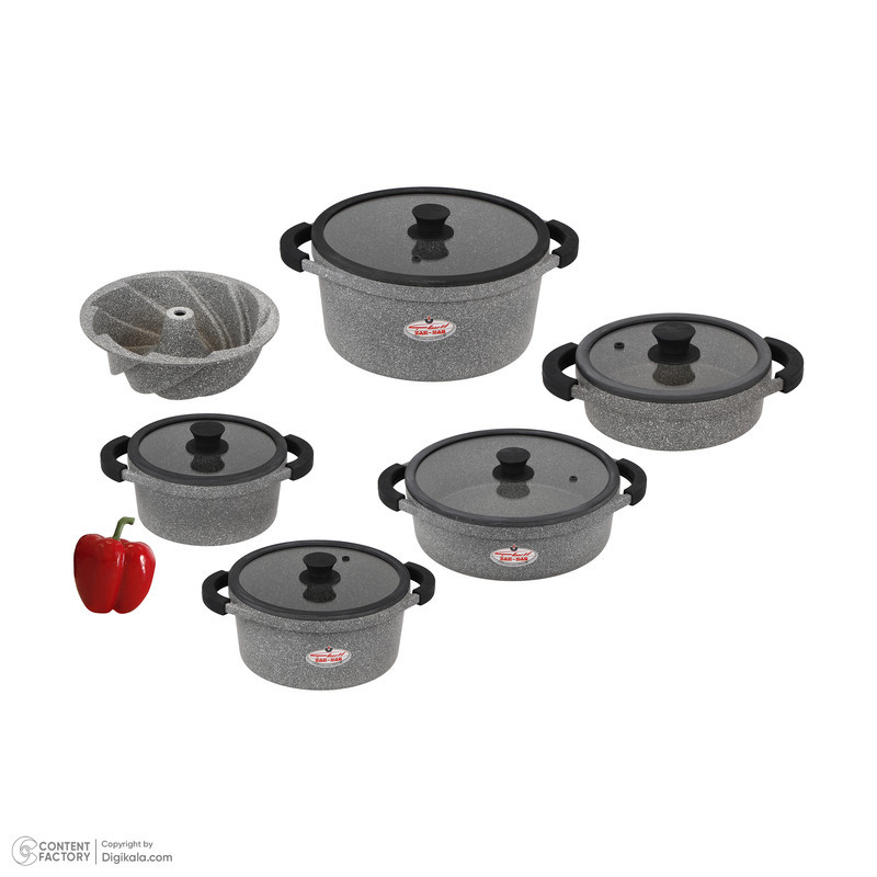 سرویس قابلمه و تابه گرانیت 11 پارچه زرساب مدل مونارک پلاس کد MP8500
