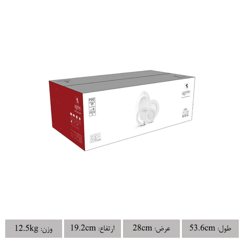 سرویس غذاخوری 28 پارچه چینی زرین ایران مدل ایتالیا اف زرین درجه 3
