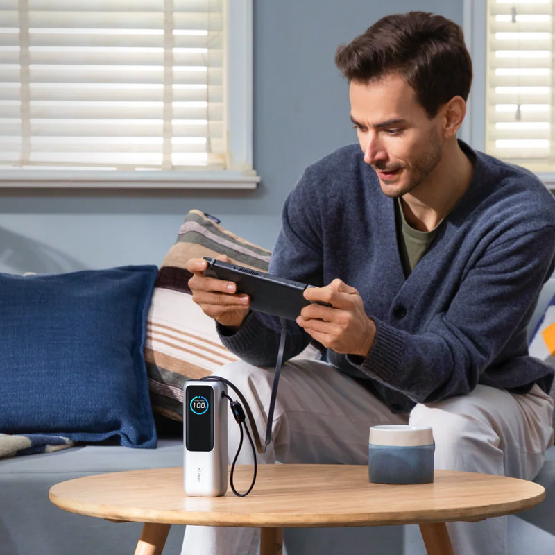 پاوربانک 100 وات انکر مدل A1695 ظرفیت 25000 میلی آمپر ساعت به همراه دو کابل USB-C