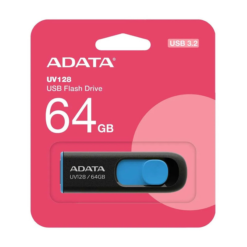 فلش مموری ای دیتا مدل UV128 ظرفیت 64 گیگابایت با رابط USB 3.2