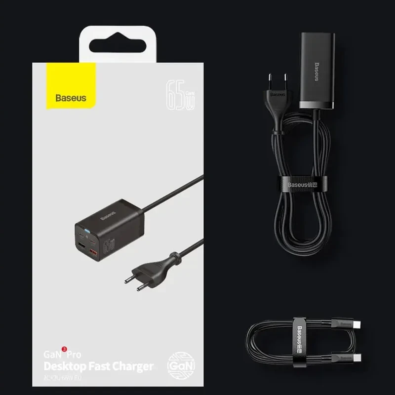 شارژر رومیزی باسئوس مدل Desktop Fast 65W به همراه کابل USB-C