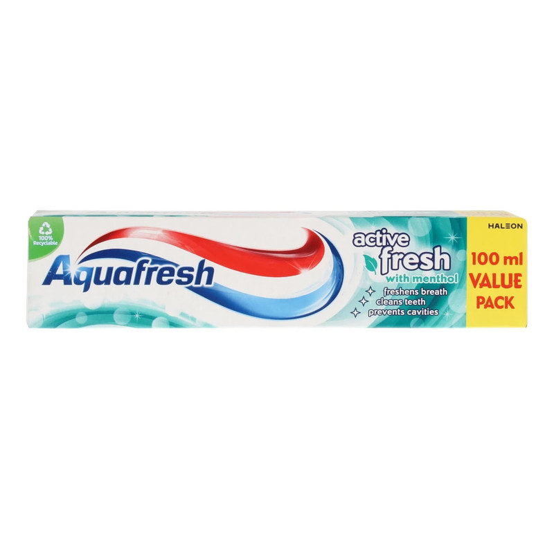 خمیر دندان ضد پوسیدگی آکوا فرش مدل active fresh حجم 100 میلی لیتر