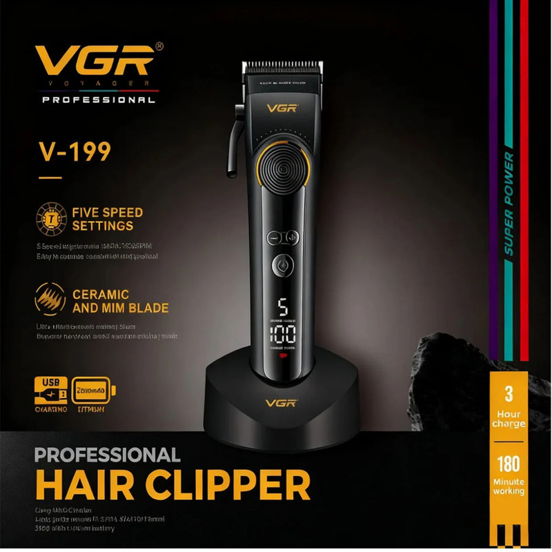 ماشین اصلاح موی سر و صورت شارژی وی جی ار مدل V-199