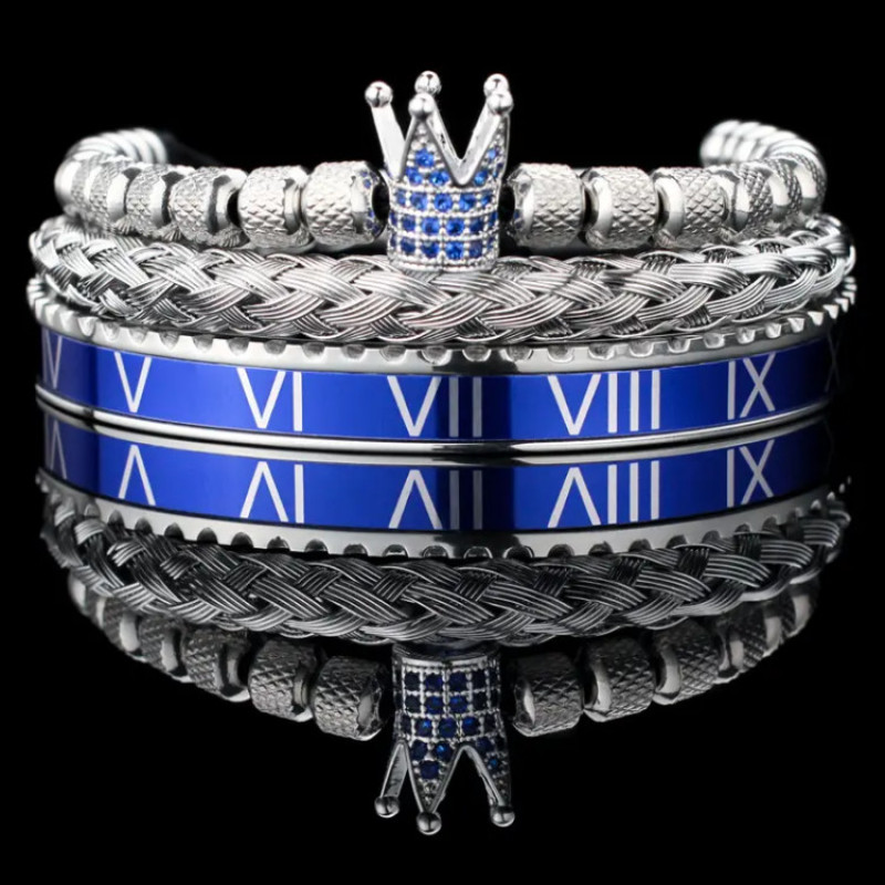 دستبند مردانه گالری گوهرسنگ مدل 3PCS مجموعه سه عددی