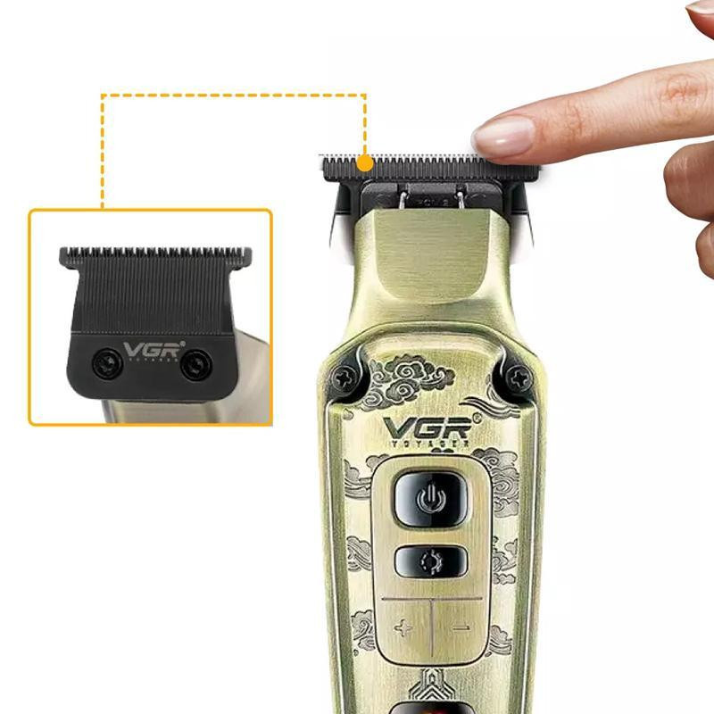 ماشین اصلاح موی صورت شارژی وی جی ار مدل 901 PRO PLUS با تیغه تیتانیوم، قابلیت صفر زنی، شارژ سریع و 4 شانه تنظیم ارتفاع