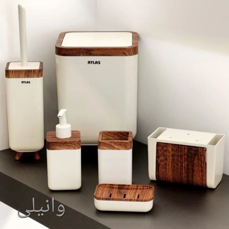 ست سطل و فرچه اطلس مدل ژیوار طرح چوب