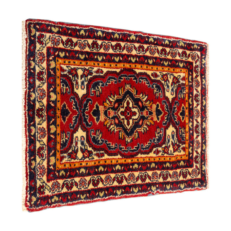 فرش دستبافت 0,35 متری مدل همدان کد 45P7013 زمینه لاکی