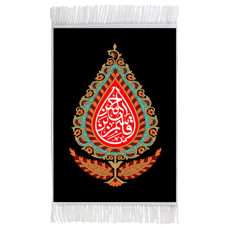 فرش ماشینی دیوارکوب اطلس آبی طرح یا قاسم ابن حسین مدل T2375