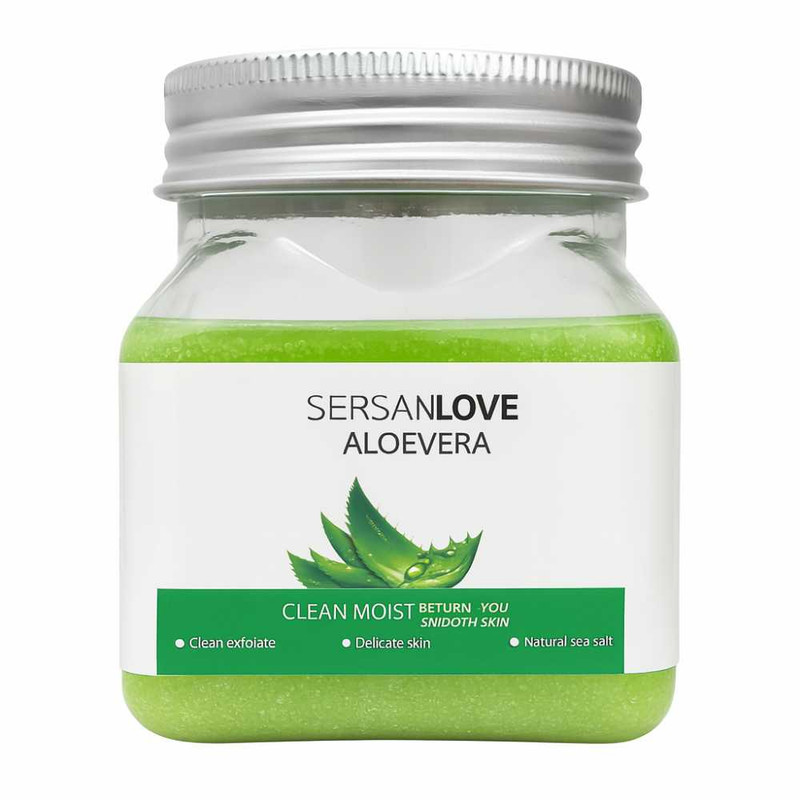 اسکراب بدن و صورت سرسان لاو مدل aloevera مناسب برای انواع پوست حجم 448 میلی لیتر