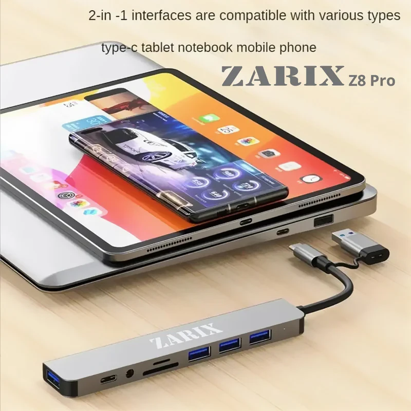هاب 8 پورت USB 3.0USB-C زاریکس مدل Z8 Pro