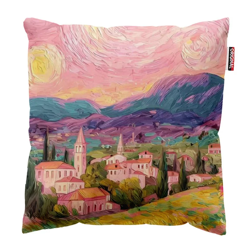 کوسن پاد آفرین مدل نقاشی منظره کد 436 سایز 30*30 سانتی متر