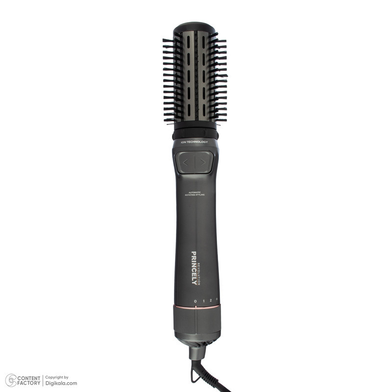 سشوار برس‌دار چرخشی 240 وات پرنسلی مدل PR312AT، موتور DC، وزن 1430 گرم، دارای سری شانه‌دار، سری برس‌دار گرد پهن، سری چرخشی، کیف نگه‌دارنده، سری دندانه‌دار با ویژگی فرکنندگی، صاف‌کنندگی، حجم‌دهندگی
