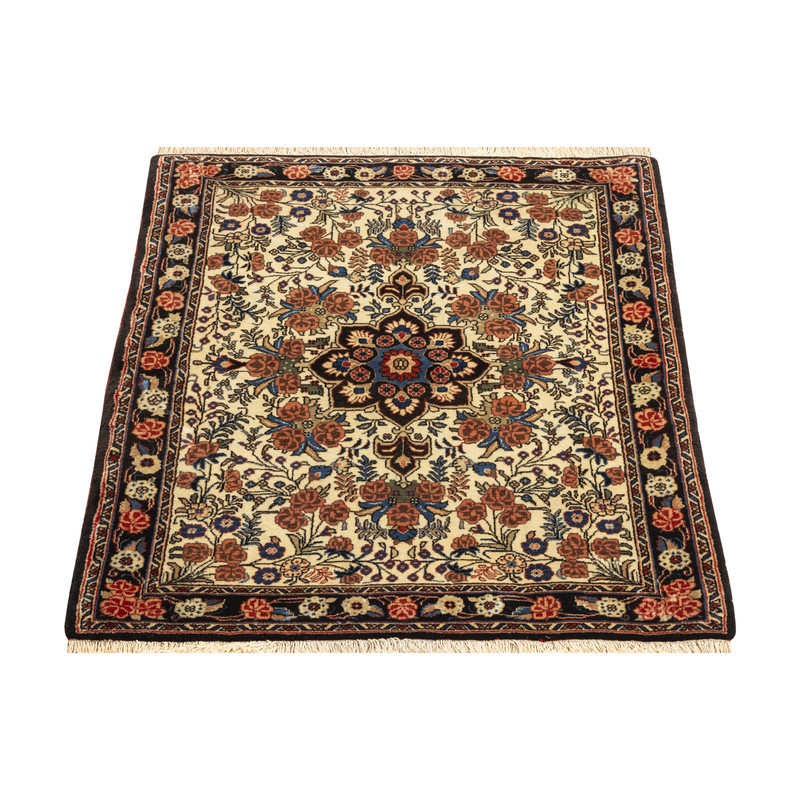 فرش دستبافت نیم متری طرح بیجار  کد 45P534 زمینه کرم