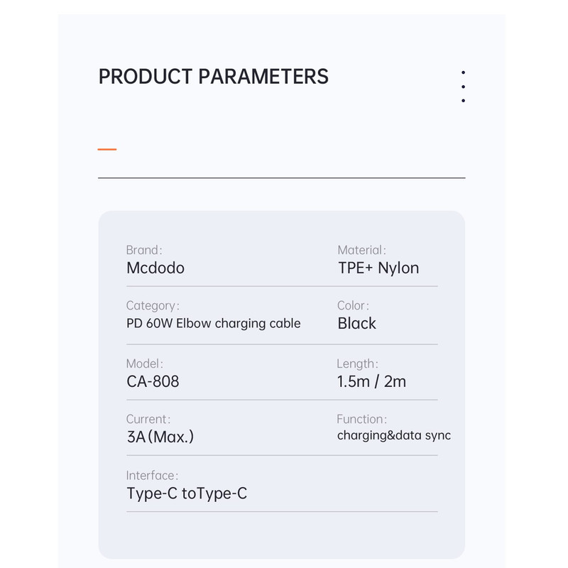 کابل USB-C مک دودو مدل MC-CA-8080 به طول 1.5 متر