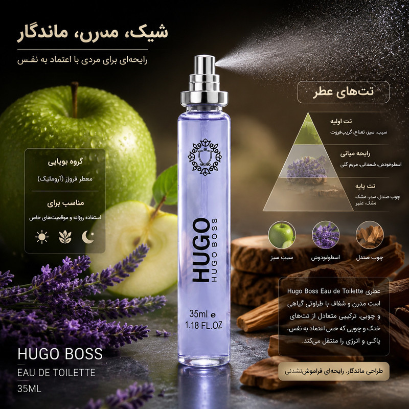 ادو پرفیوم مردانه هارلینگن مدل Hugo Boss با رایحه خنک حجم 35 میلی لیتر