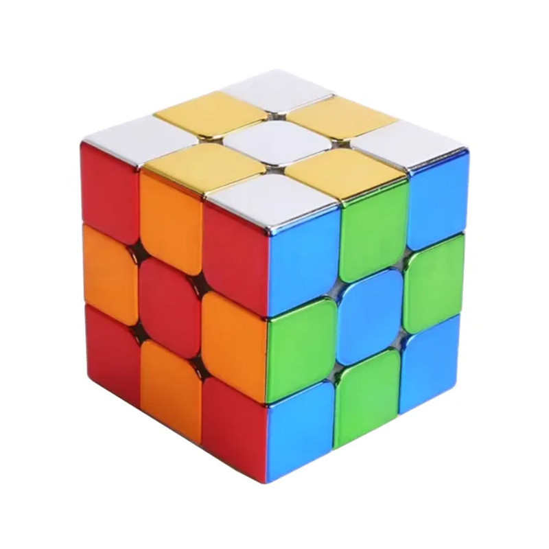 مکعب روبیک فکری 3×3 شنگشو مدل متالیک با پایه و دفترچه راهنما، مناسب آموزش و تقویت حافظه، درجه سختی متوسط، سبک و قابل حمل، بازی تک نفره آموزشی و مهارتی