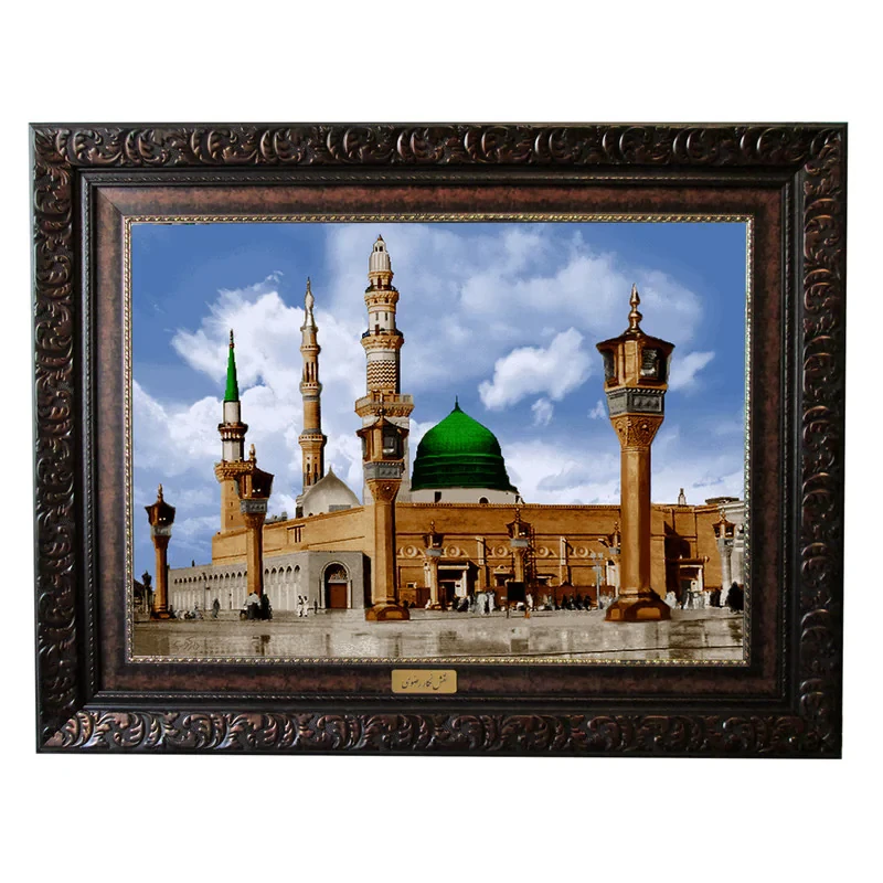 تابلو فرش ماشینی نقش نگار رضوی طرح مسجد النبی کد 531B