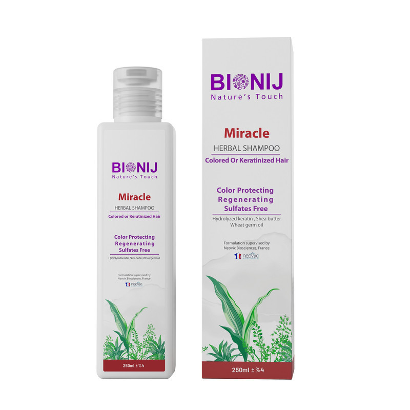 شامپو مو بیونیج مدل Miracle مناسب برای موهای رنگ شده و کراتینه حجم 250 میلی لیتر
