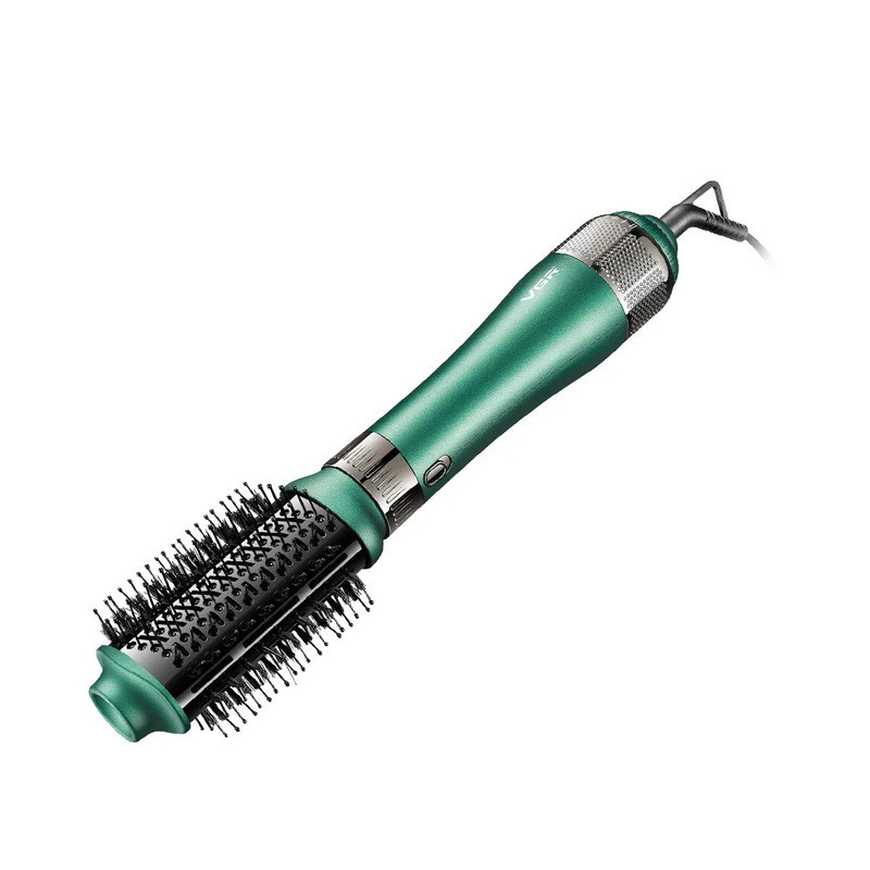 سشوار برس‌دار حالت‌دهنده 1000 وات وی جی ار مدل V-493، موتور DC، وزن 300 گرم، المنت سرامیک، دارای سری متمرکز‌کننده باریک، متمرکز‌کننده پهن، سری برس‌دار گرد پهن، سری برس‌دار تخت با ویژگی صاف‌کنندگی، حجم‌دهندگی، با قابلیت باد سرد