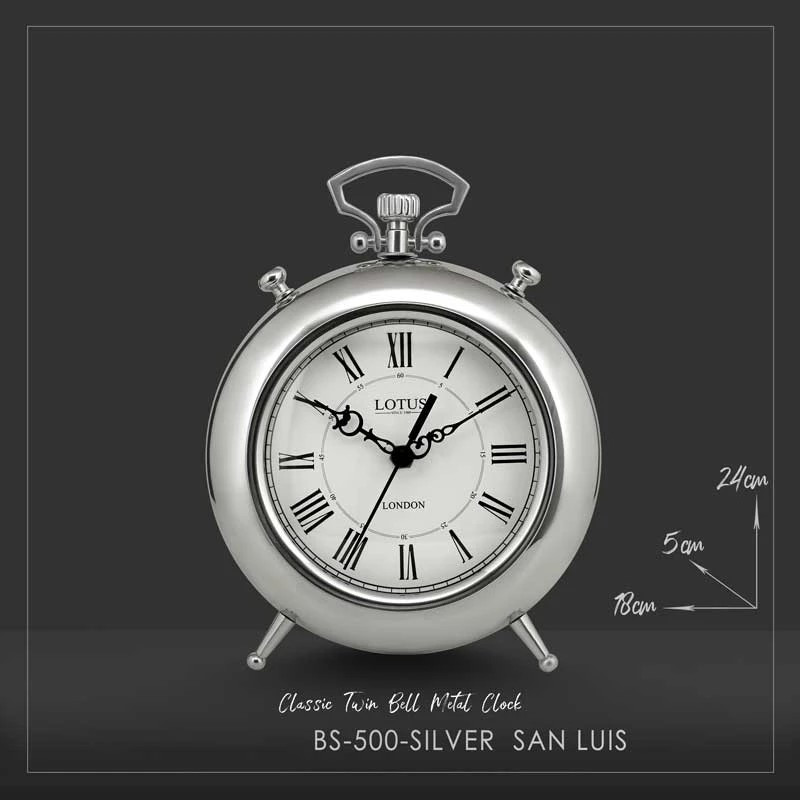 ساعت رومیزی عقربه‌ای لوتوس مدل BS-500-SAN LUIS-SILVER