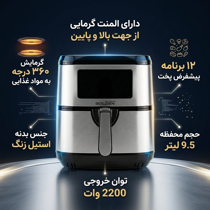 هواپز 9.5 لیتری گلدن کیچن مدل Gk310M