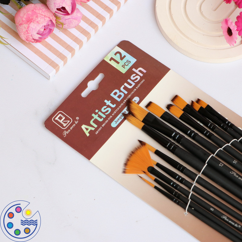 ست قلم مو مدل میکس PWB بسته 12 عددی