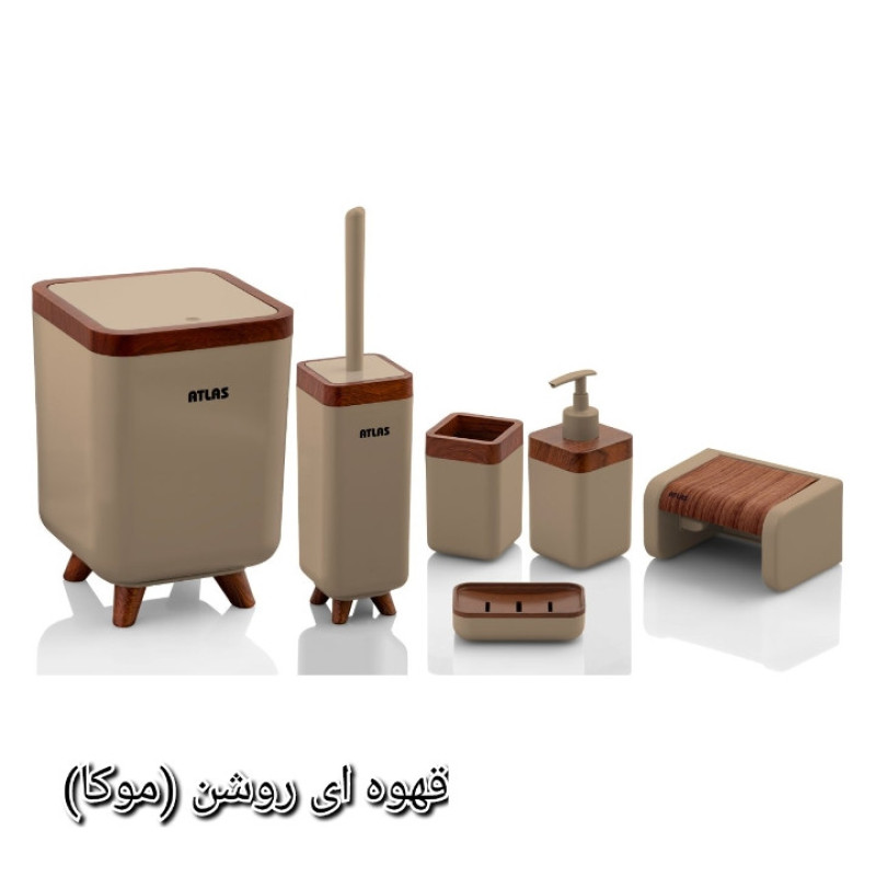 ست سطل و فرچه اطلس مدل ژیوار طرح چوب
