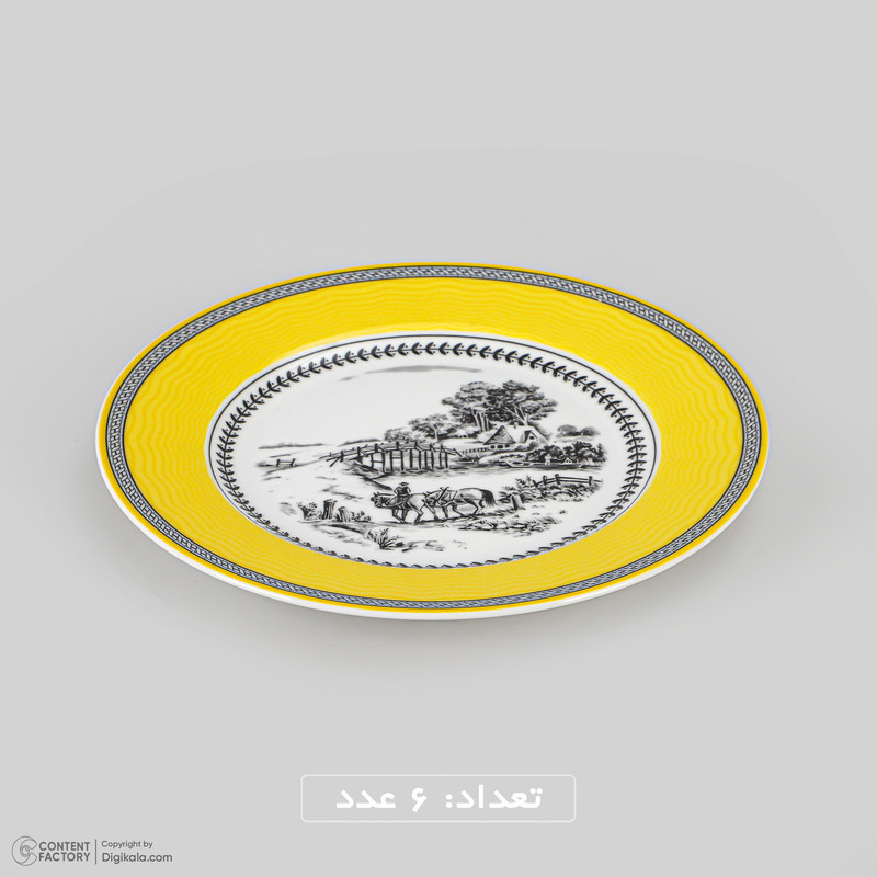 سرویس غذاخوری 28 پارچه 6 نفر چینی زرین ایران مدل ایتالیا اف Village 2 درجه یک