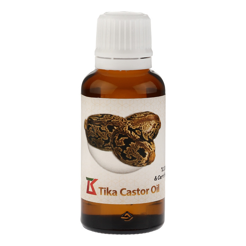 روغن کرچک خالص تیکا 40 میلی‌لیتر با گرانروی بالا، استخراج با دمای پایین، بسته‌بندی شیشه‌ای قطره‌چکانی، مرطوب‌کننده و ضد حساسیت، مناسب مراقبت از پوست و مو، افزایش سلامت و ترمیم پوست