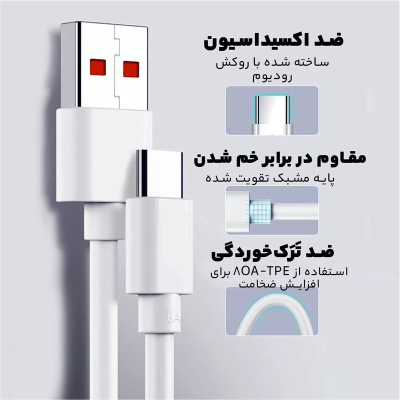 کابل تبدیل USB به USB-C شیائومی مدل Turbo 5A طول 1 متر