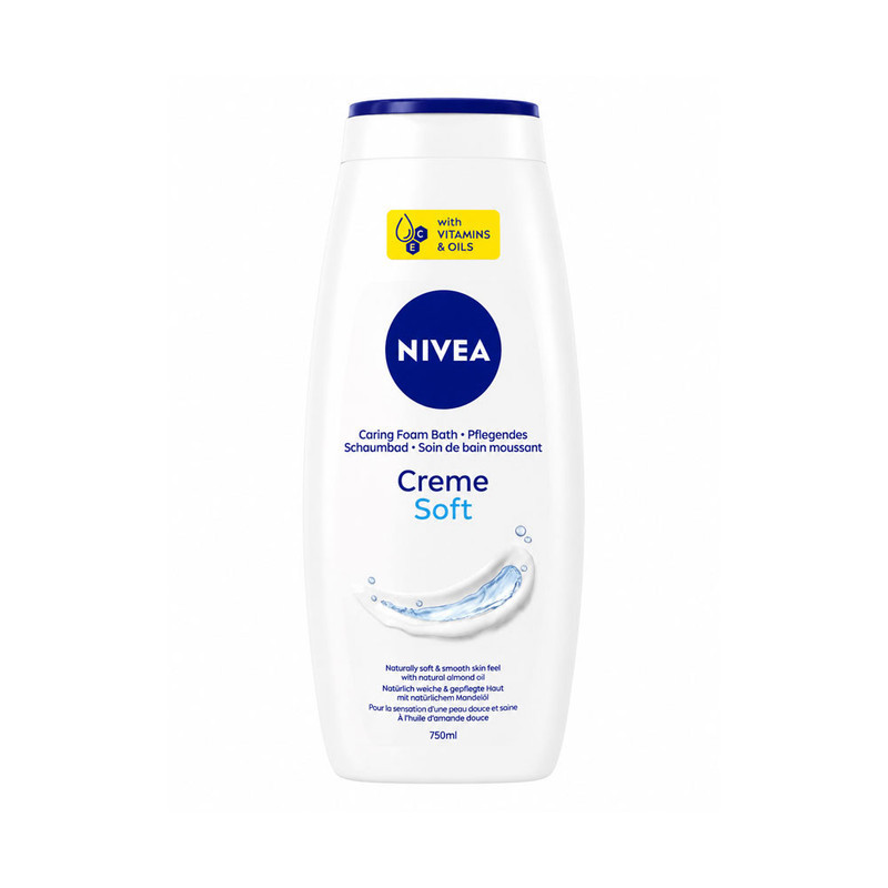 شامپو بدن نیوآ مدل Creme Soft با رایحه روغن بادام مناسب برای انواع پوست حجم 750 میلی لیتر