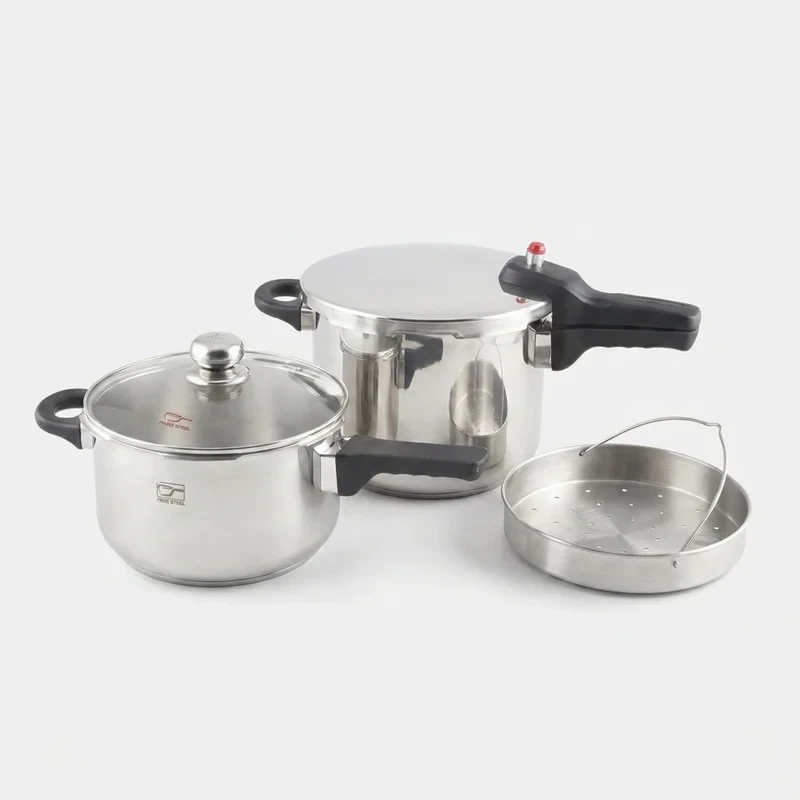 زودپز دوقلو پارس استیل مدل کف سه لایه گنجایش 6 و 4.5  ليتر