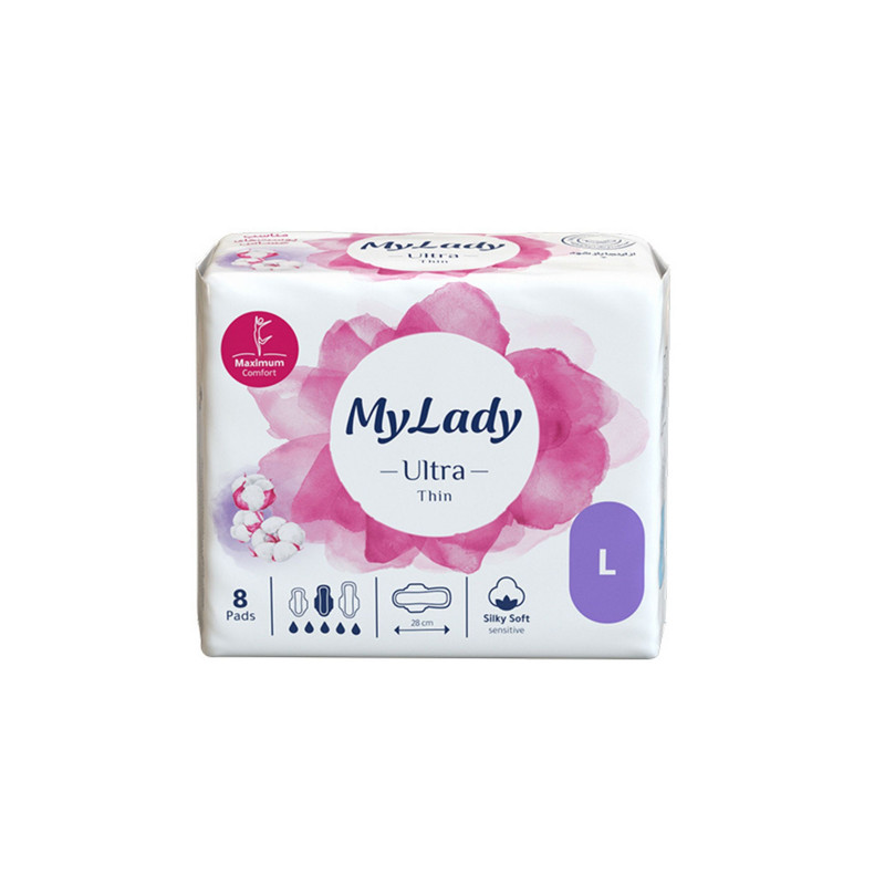 نوار بهداشتی بالدار نازک روز و شب مای لیدی مدل Silky Soft سایز بزرگ دو بسته 8 عددی