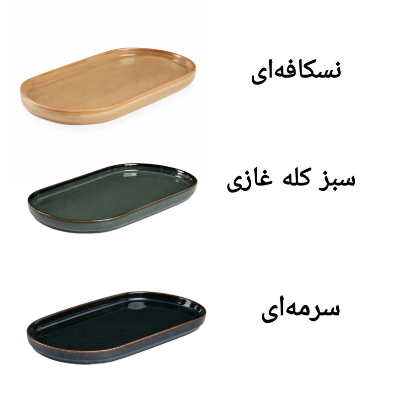 رولت‌خوری بیضی بی‌وی‌کی مدل گلکسی TP453248 چینی 24×12×2 سانتی‌متر، مناسب سرو رولت و خوراکی‌های باریک، شستشوی دستی، مجموعه 2 عددی
