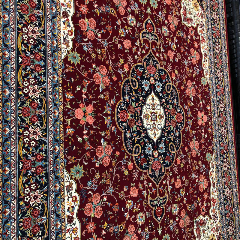 فرش ماشینی ستاره کویر یزد مدل شاهکارنوین کد n-83 زمینه لاکی
