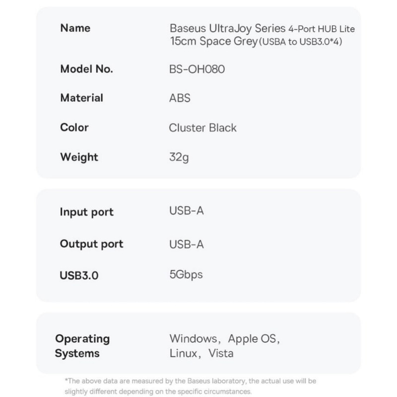 هاب 4 پورت USB 3.0 باسئوس مدل BS-OH080 50cm
