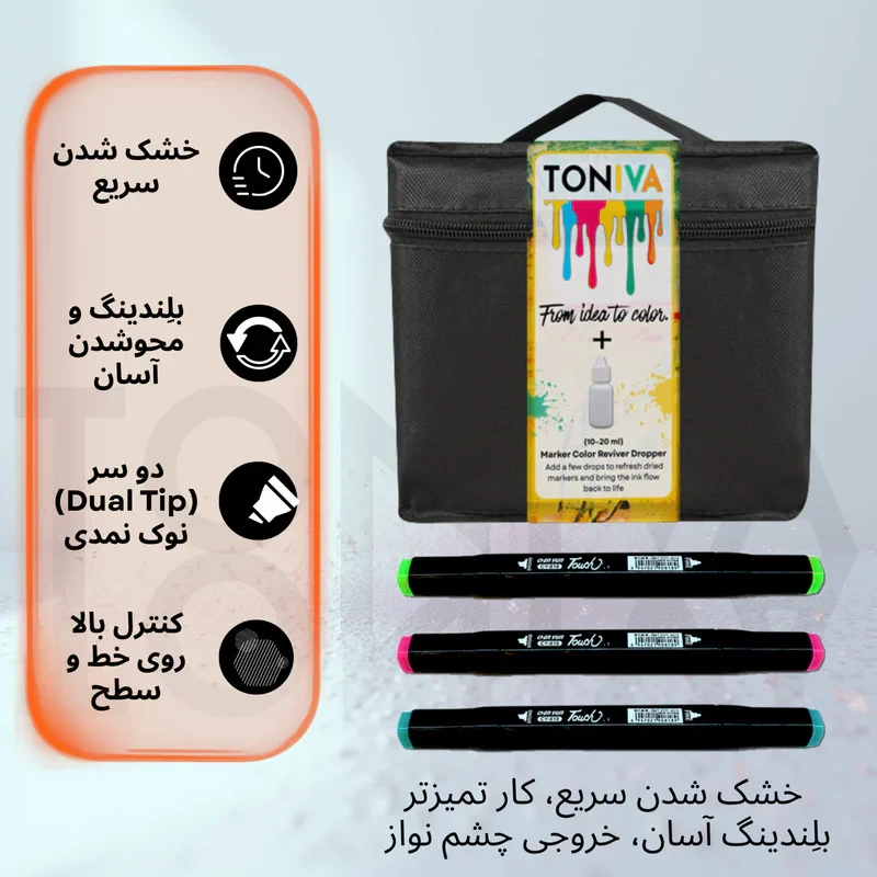 ماژیک راندو تونیوا مدل Touch 80 به همراه محلول احیای ماژیک مجموعه ۸۰ عددی