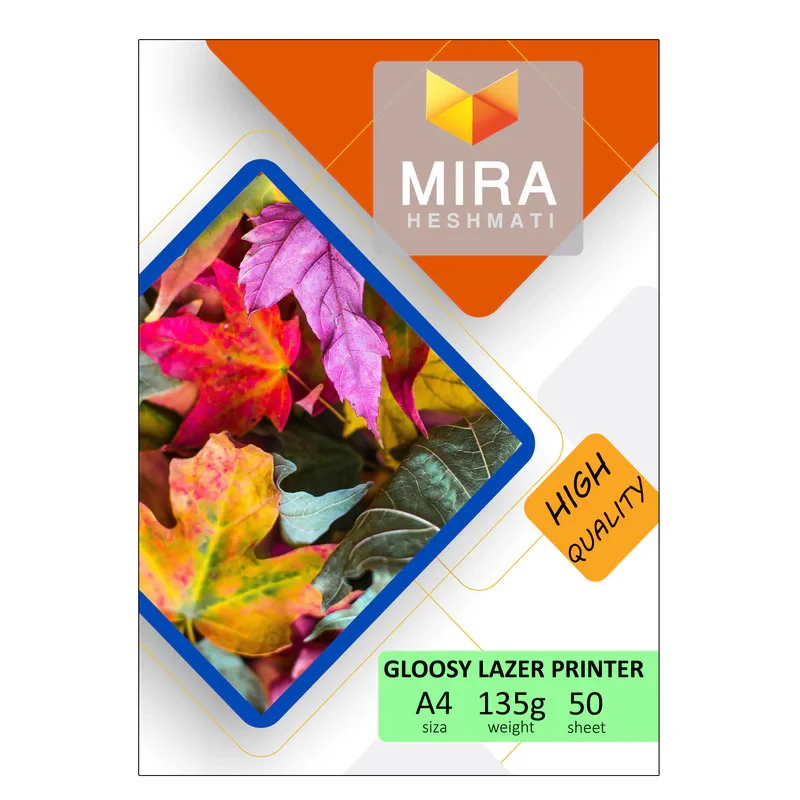 کاغذ گلاسه لیزری میرا مدل PLG135 سایز A4 بسته 50 عددی