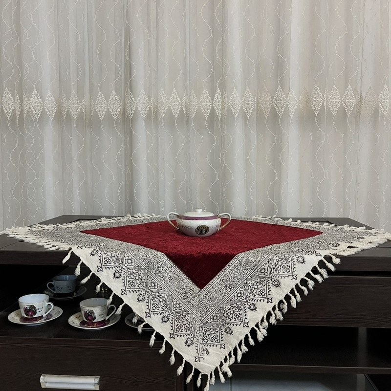 رومیزی مدل مخمل و قلمکار  سایز 80x80 سانتی‌متر