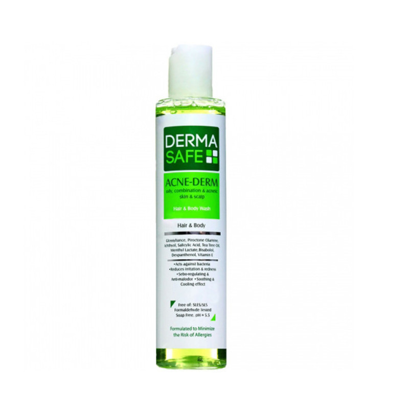 شامپو سر و بدن درماسیف مدل Acne Derm حجم ۲۰۰ میلی لیتر