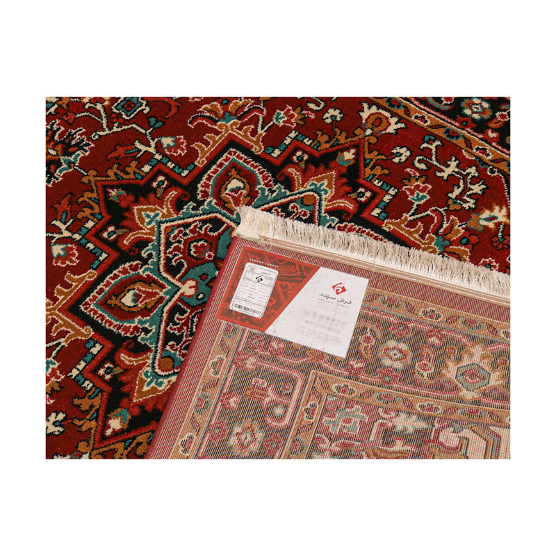 فرش ماشینی 320 شانه فرش سهند زمینه و حاشیه لاکی طرح هریس کد S65.BJ