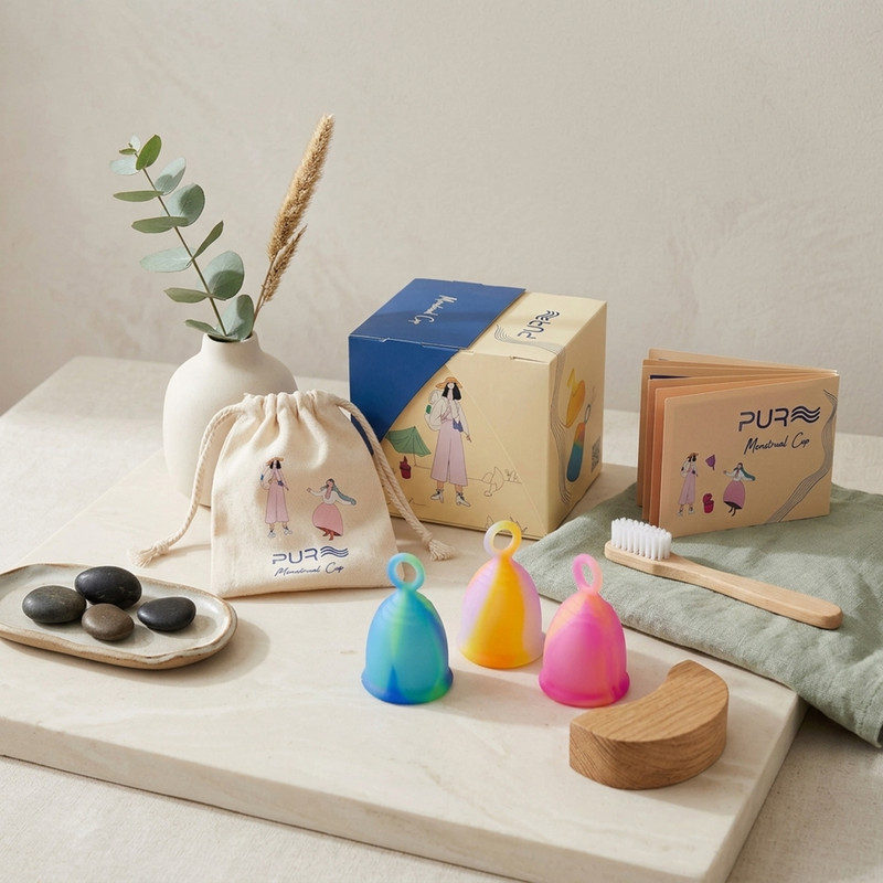 کاپ قاعدگی پیور  مدل حلقه ای سایز 1 به همراه لیوان نگهدارنده