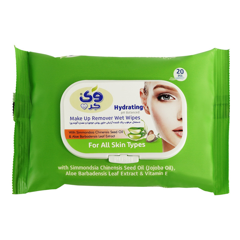 دستمال مرطوب وی کر مدل Jojoba-Aloe Vera چهار بسته 20 عددی
