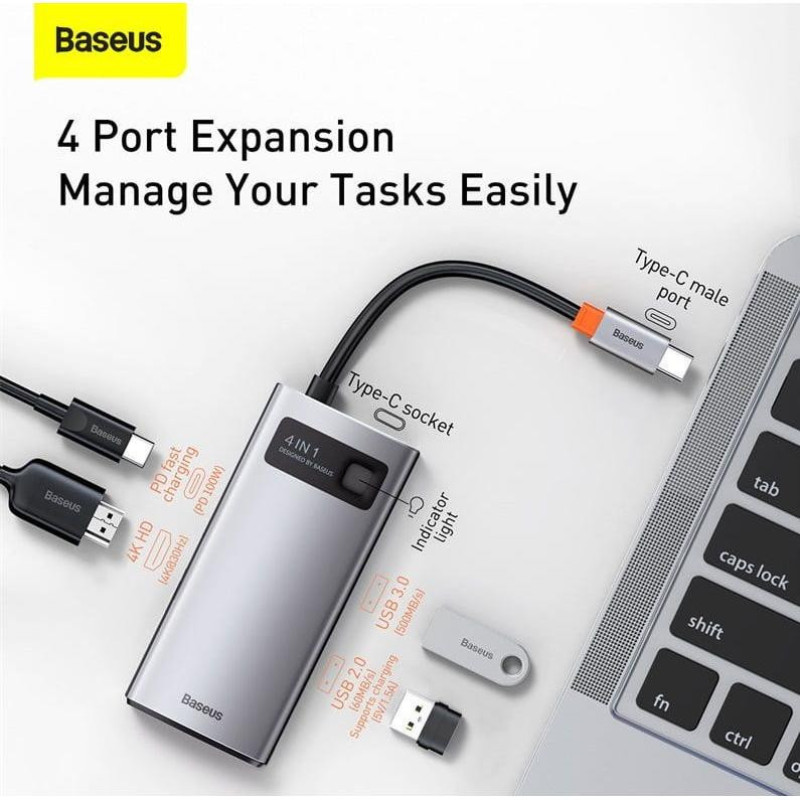 هاب 4 پورت USB-C باسئوس CAHUB-CY0G