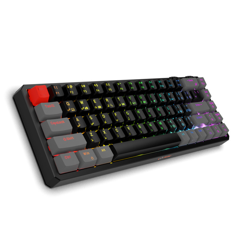کیبورد گیمینگ فاطر مدل KCR-8000B، مکانیکال سوییچ قرمز، Tenkeyless، نورپردازی RGB