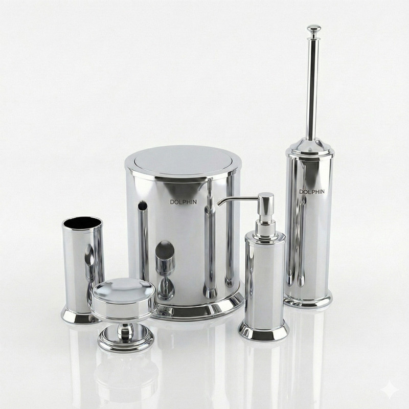ست سرویس بهداشتی 5 تکه دلفین مدل KH-brass-05-nw