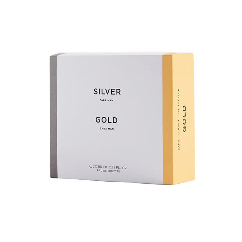 ادو تویلت مردانه زارا مدل silver و gold حجم 80 میلی لیتر مجموعه دو عددی