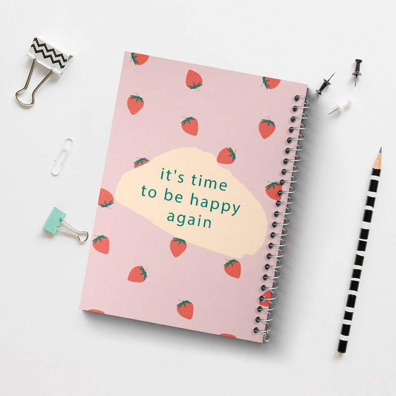 دفتر ژورنال نویسی 50 برگ خندالو مدل نقطه ای طرح IT Is Time To Be Happy Again کد N362
